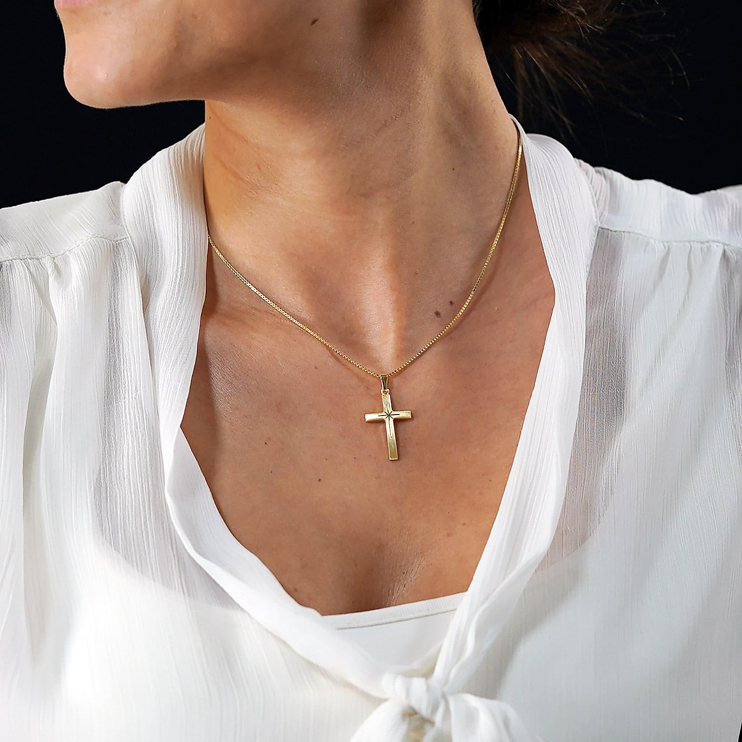 trendor Kreuz 24 mm Gold 333 mit Kette 42 cm 75278