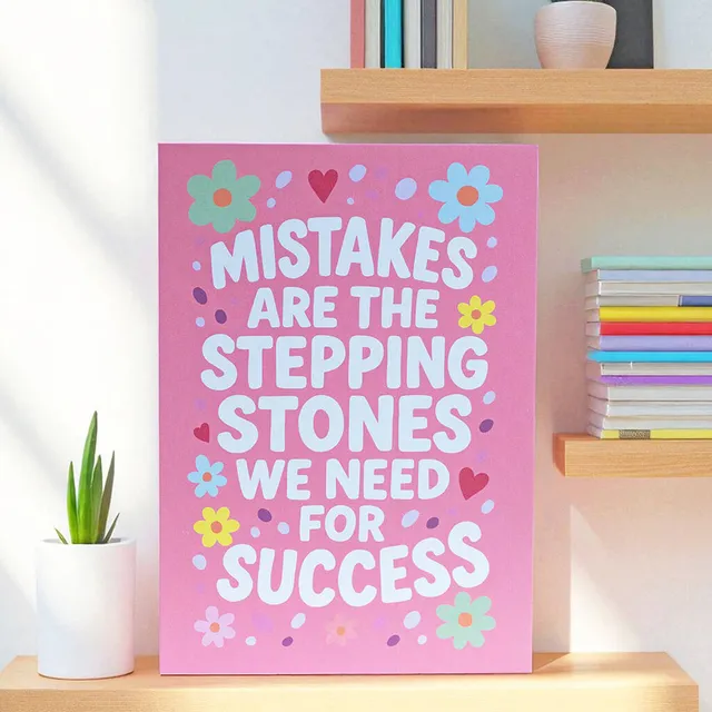 Joy by Corrine Smith Mistakes Quote Print A5 Pink