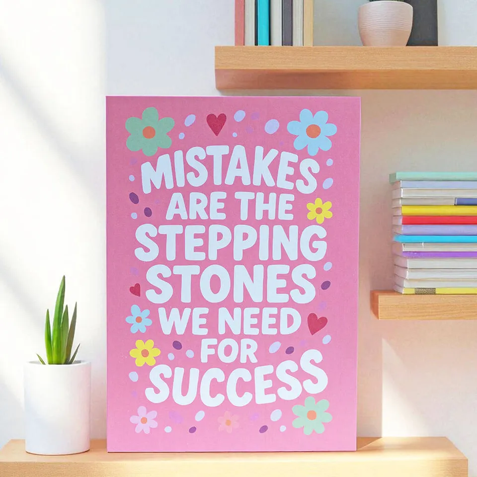 Joy by Corrine Smith Mistakes Quote Print A5 Pink