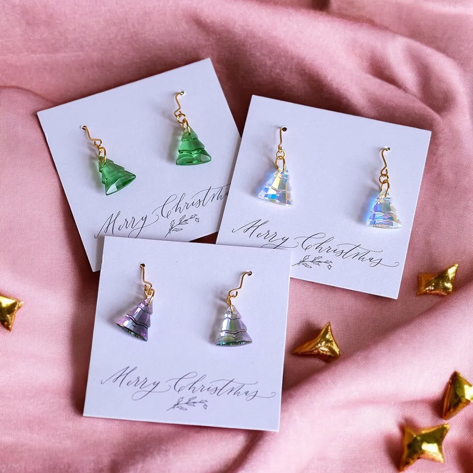 Joy by Corrine Smith Glass Christmas Tree Ohrringe Silber