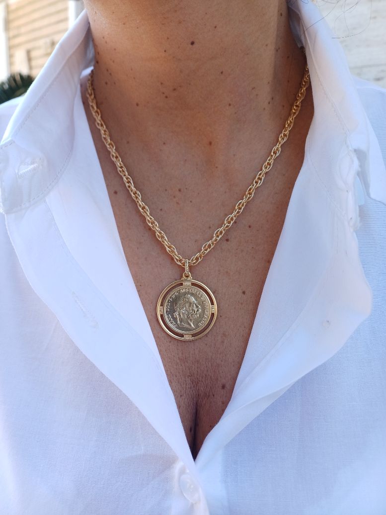 Alevá Bijoux Money Münz Anhänger Gold 3,2 cm