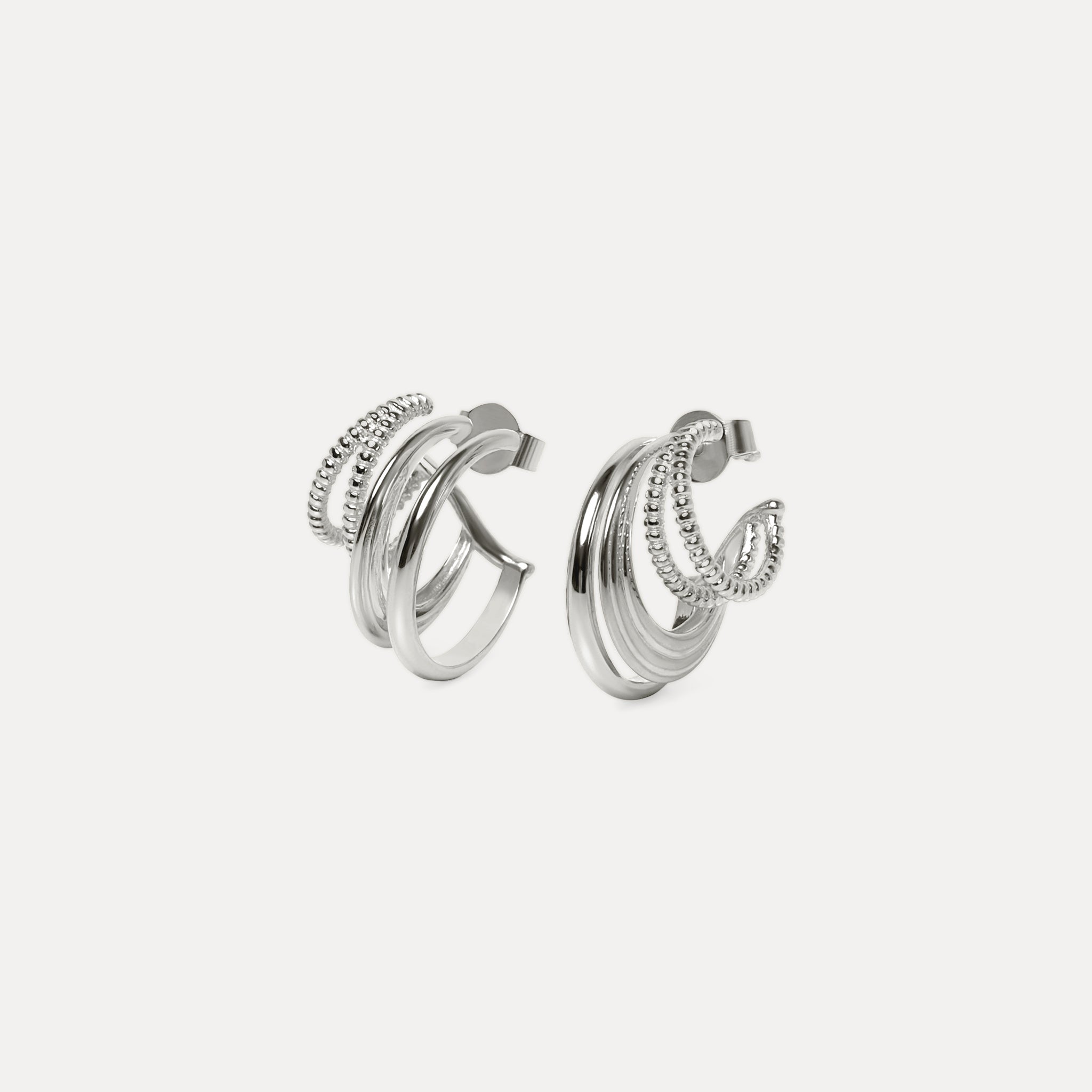 Stilnest Snake Tail Triple Creolen Ohrringe Gold Vermeil 3 in 1