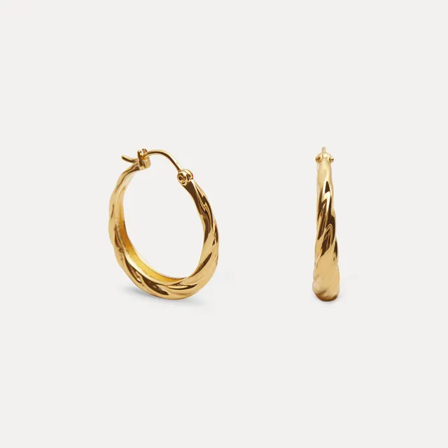 Stilnest Nest Creolen Gold Vermeil Ohrringe 19,3 mm breit