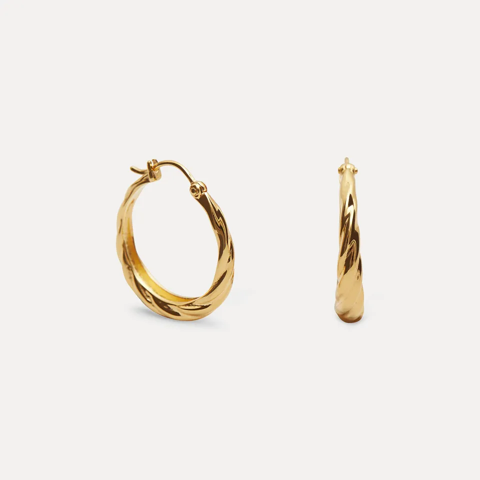 Stilnest Nest Creolen Gold Vermeil Ohrringe 19,3 mm breit