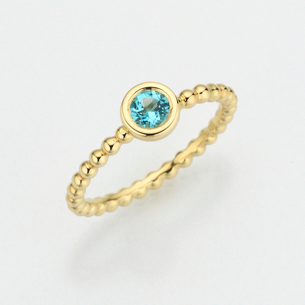 Eugen Rühle Kugelring Swiss Blue Topas 4mm Ring Gelbgold 585