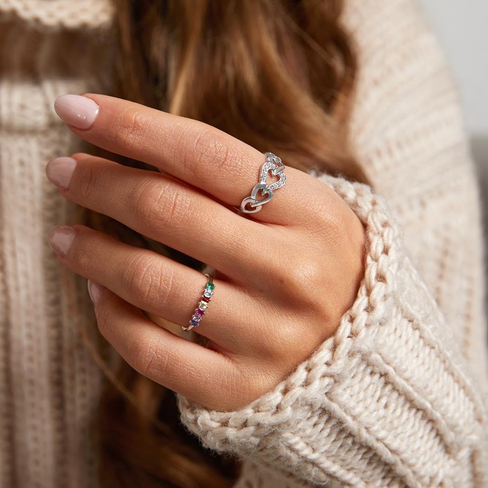 JEWLIX Damenring 925 Silber bunte Zirkonia Ring Gr.56