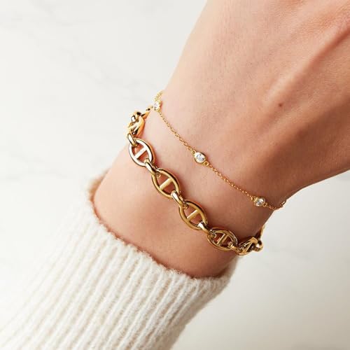 JEWLIX ID-Armbänder Anker-Armband Damen Edelstahl Gold