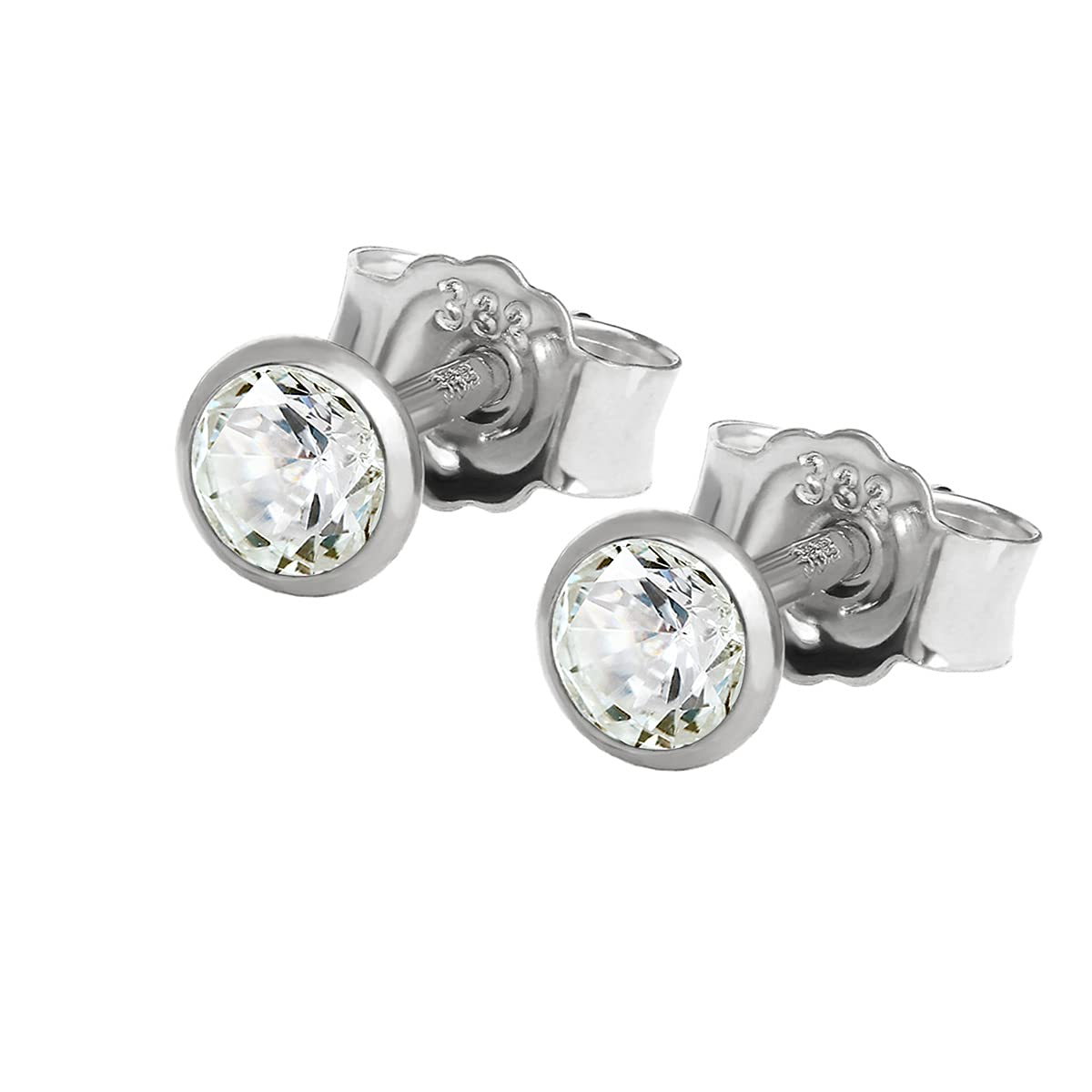 NKlaus Jewellery 333 Weißgold Ohrstecker 4,0mm Zirkonia Paar