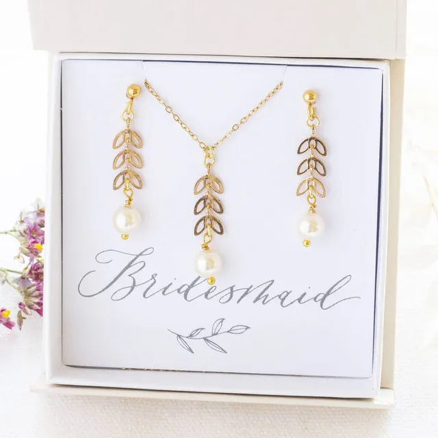 Joy by Corrine Smith Pearl Leaf Schmuckset Gold Perle