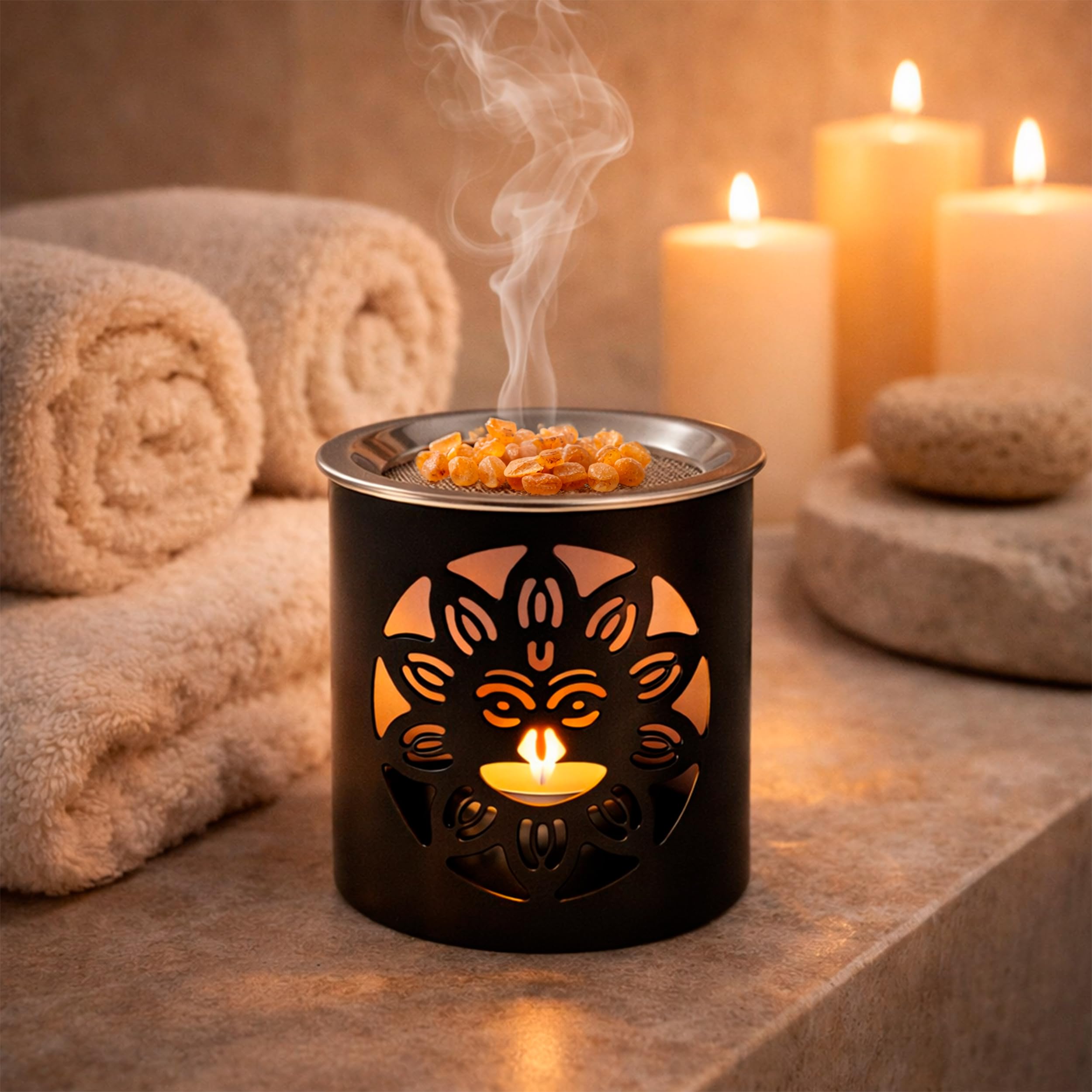 NKlaus Home Scents Räucherstövchen Smiley Eisen schwarz