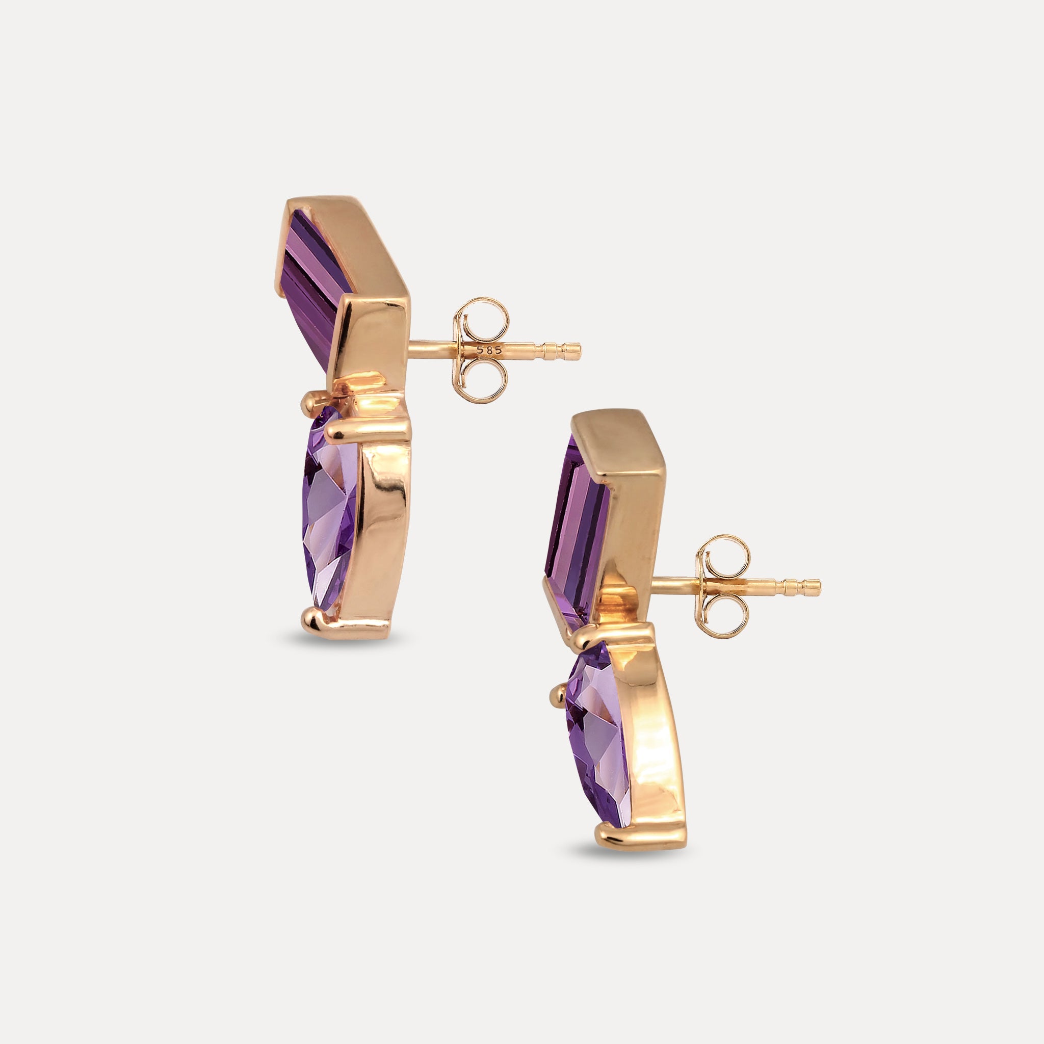 Stilnest Balance Dual Ohrstecker 585 Gold Amethyst Violett