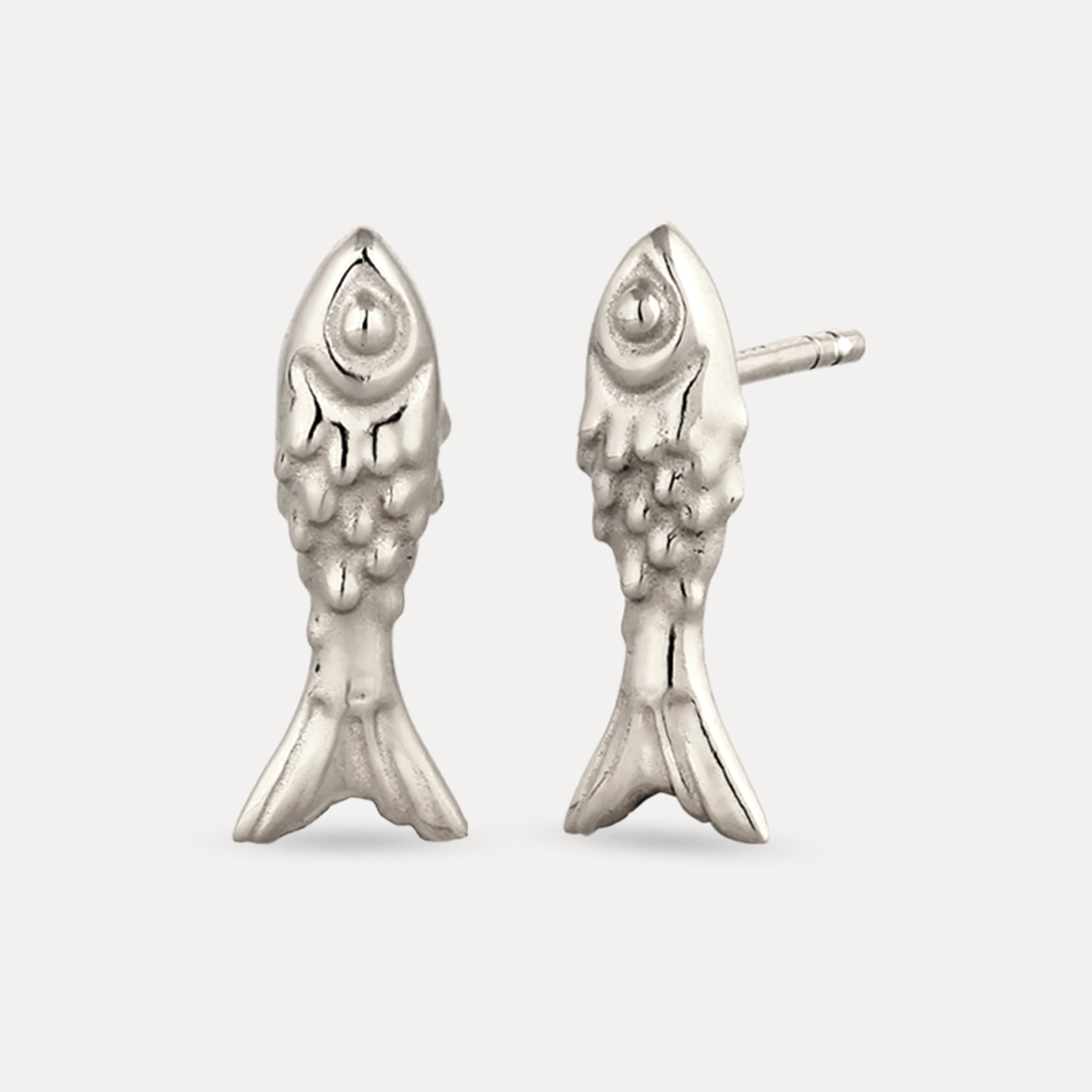 Stilnest Fish Ohrstecker 24k Gold Vermeil Fisch Textur