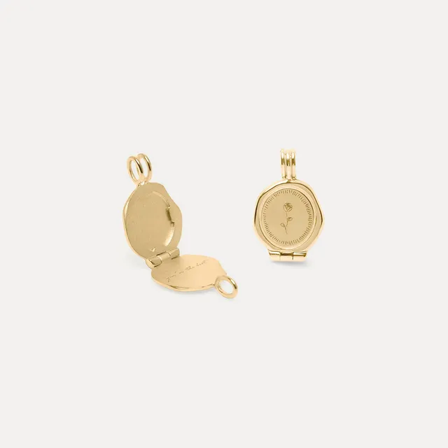 Stilnest Rose Seal Medaillon Anhänger 585 Gold 14k Massivgold gravierbar