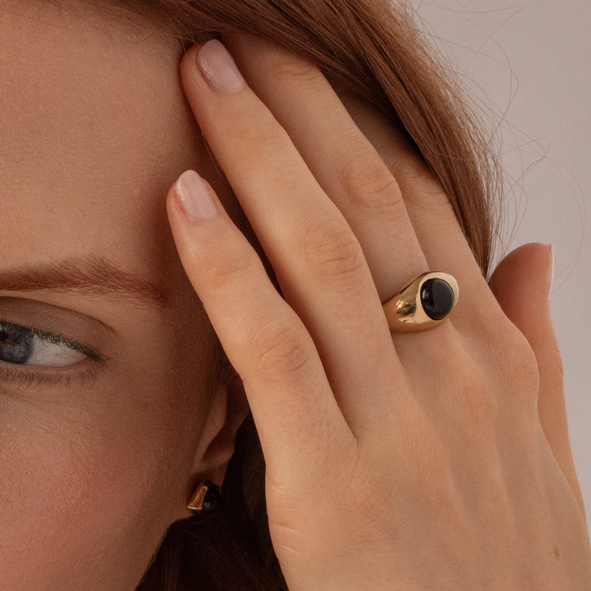 Stilnest Onyx Eden Pea Ring Gold Vermeil Gr. 52 schwarz