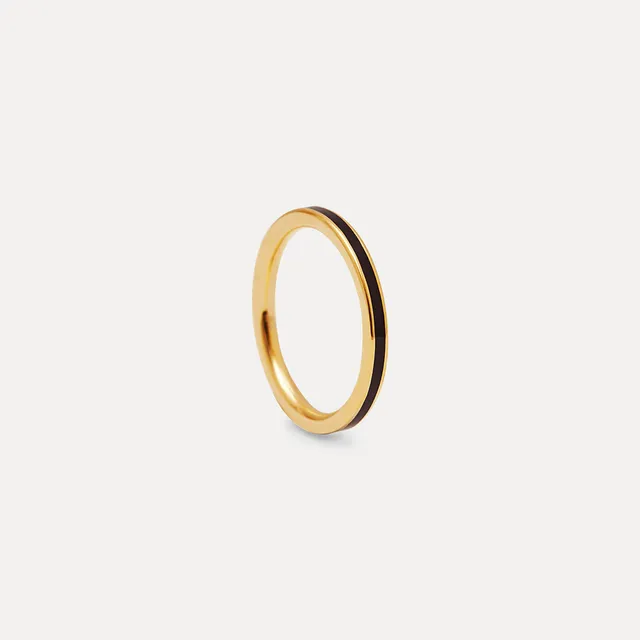 Stilnest Schwarz Enamel Thin Ring Silber schwarz 52