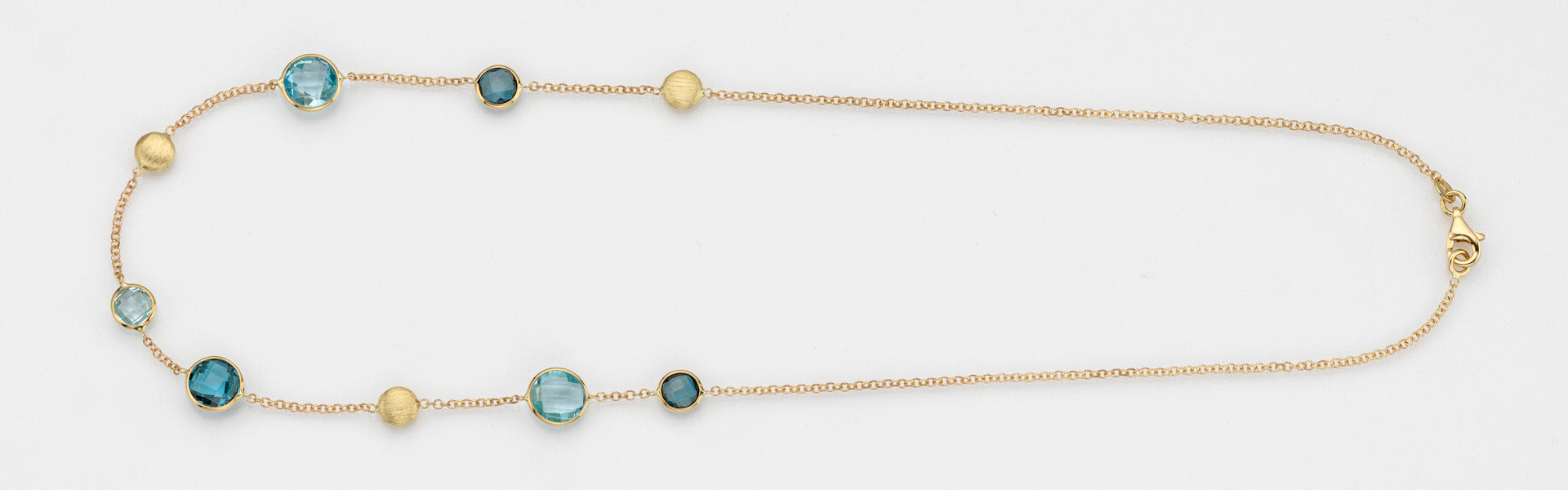 Eugen Rühle Colliers 37.2099 Collier 42 cm 750 Gelbgold Blautopas