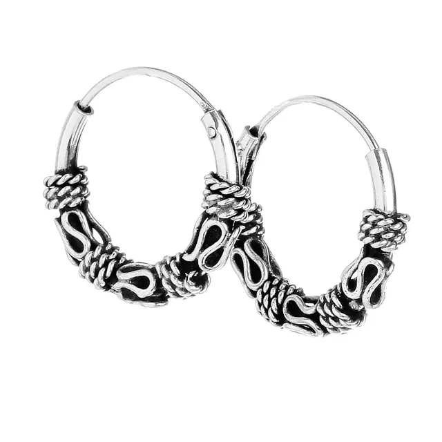NKlaus Bali Amica Creolen 12mm Silber Ohrringe 925er