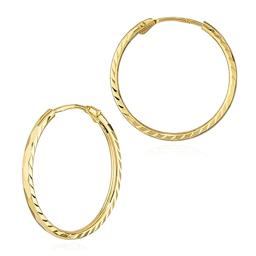 NKlaus Paar Creolen 333 Gelbgold Ohrringe 1,1 mm Gelbgold