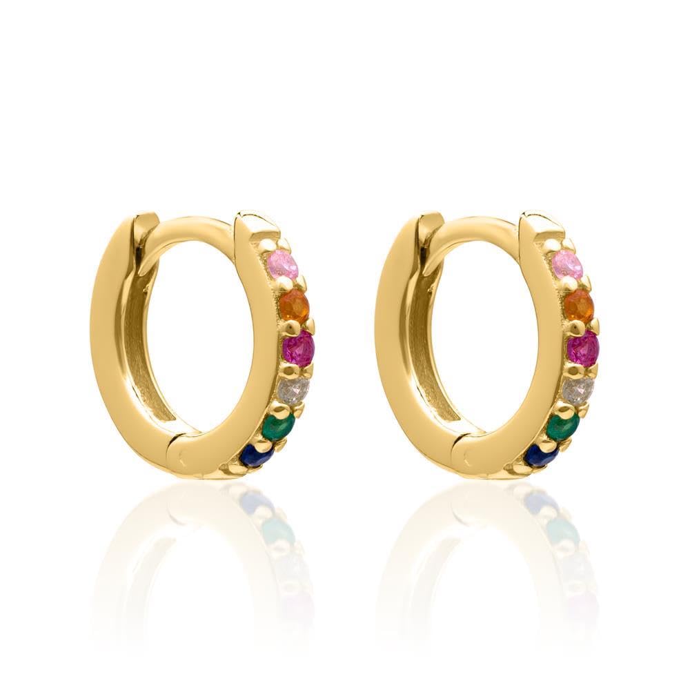 JEWLIX Creolen 925 Silber Gold Zirkonia bunt
