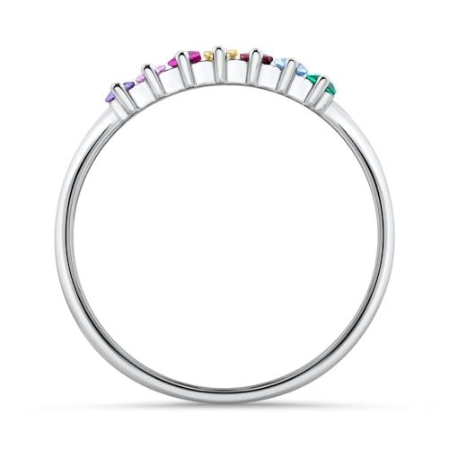 JEWLIX Damenring 925 Silber bunte Zirkonia Ring Gr.56