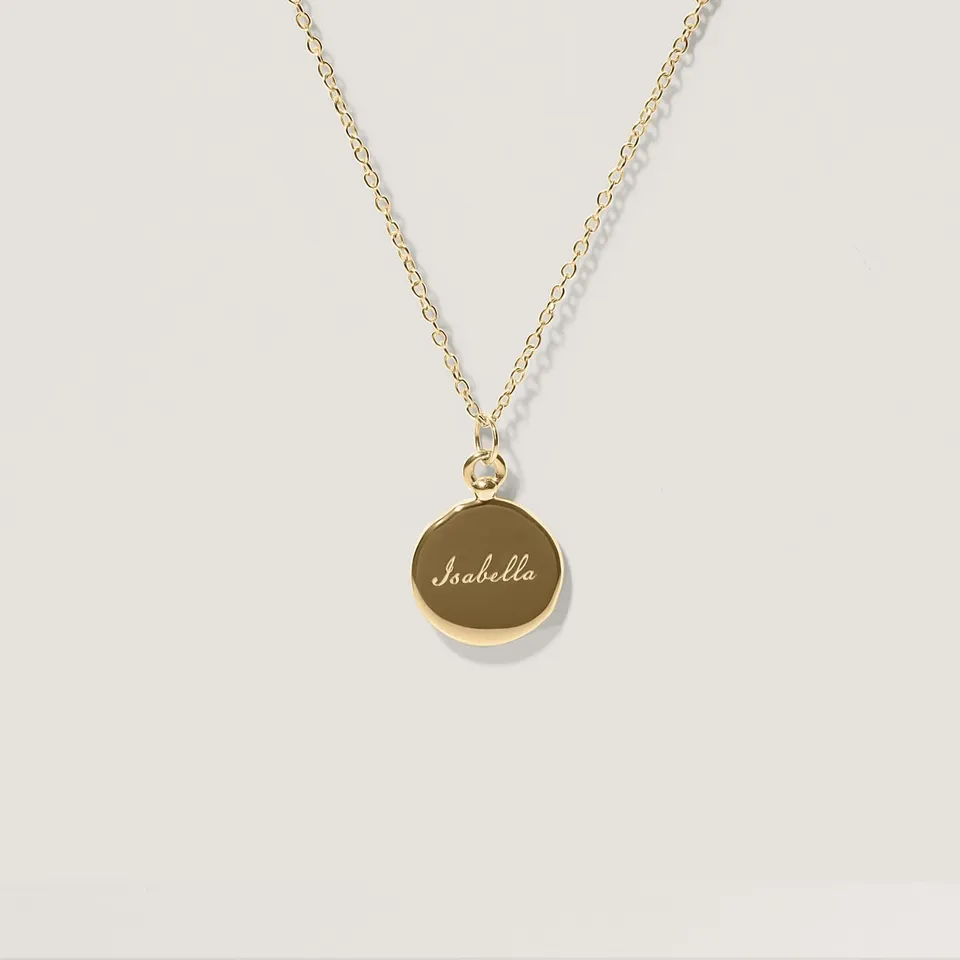 Stilnest Fluid Medallion Kette 585 Gold gravierbar 45cm