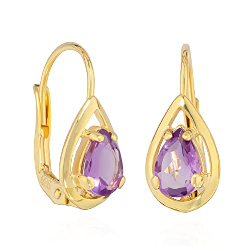 NKlaus JEWELLERY Brisur Ohrhänger Amethyst Gold 14x6mm Paar