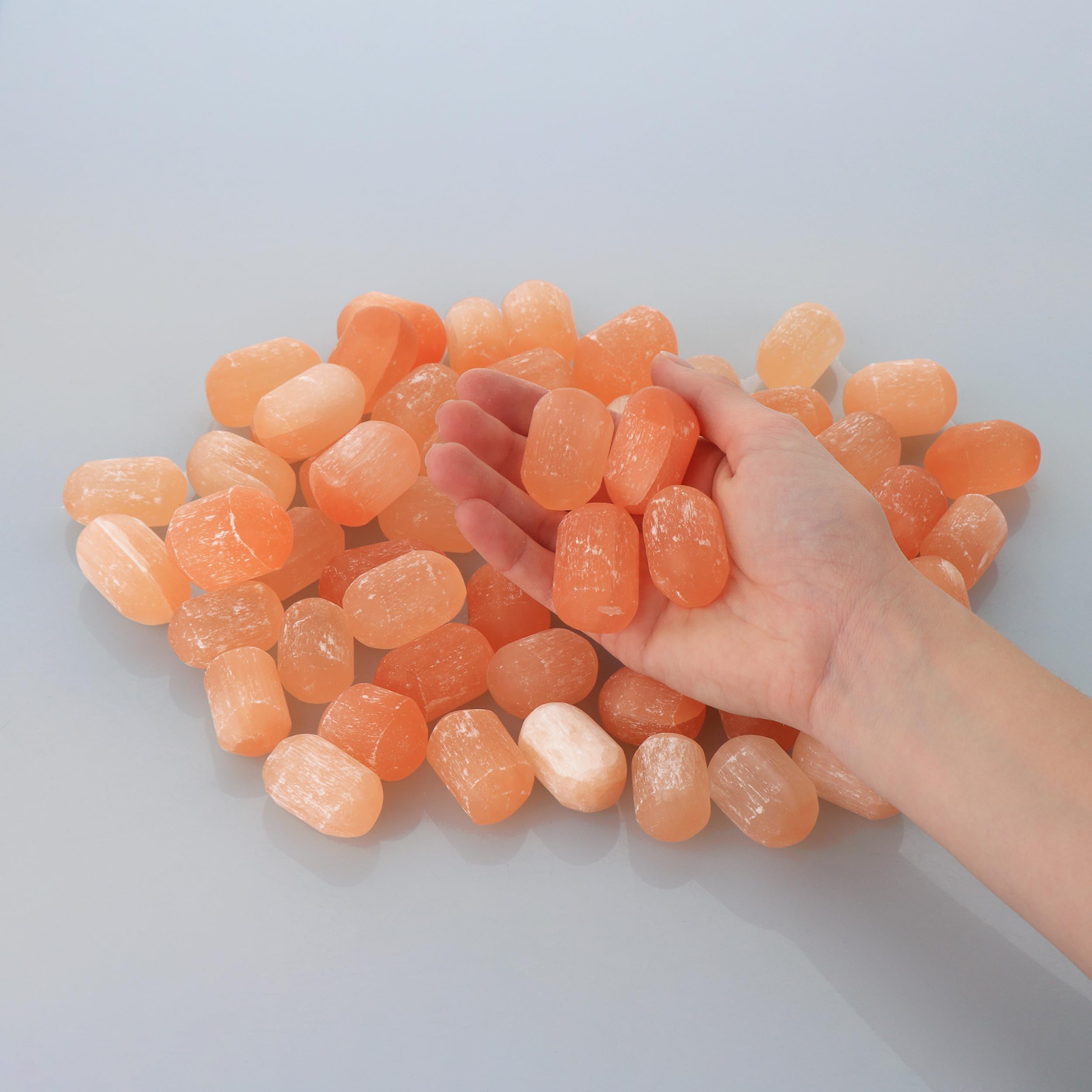 NKlaus Healing Crystals Oranger Selenit Trommelsteine 900g Edelstein