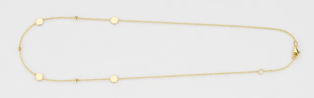 Eugen Rühle Collier 4 Scheiben 3 Kugeln 585 Gelbgold 45cm
