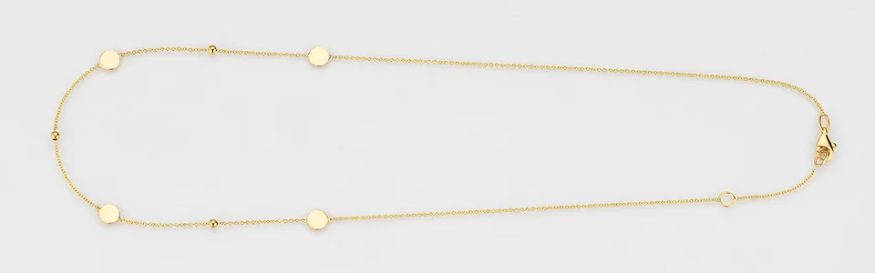 Eugen Rühle Collier 4 Scheiben 3 Kugeln 585 Gelbgold 45cm