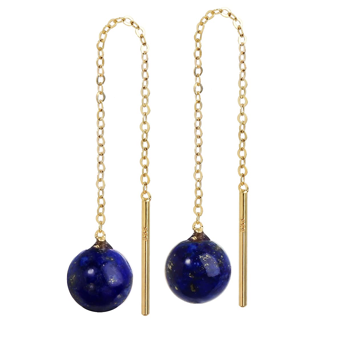 NKlaus Jewellery Durchzieher-Ohrringe 333 Gold Malachit 6 mm