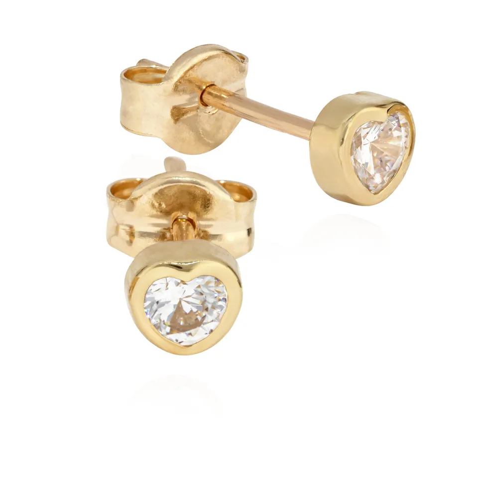 NKlaus Herz Ohrstecker 333 Gelbgold Zirkon weiß Damen