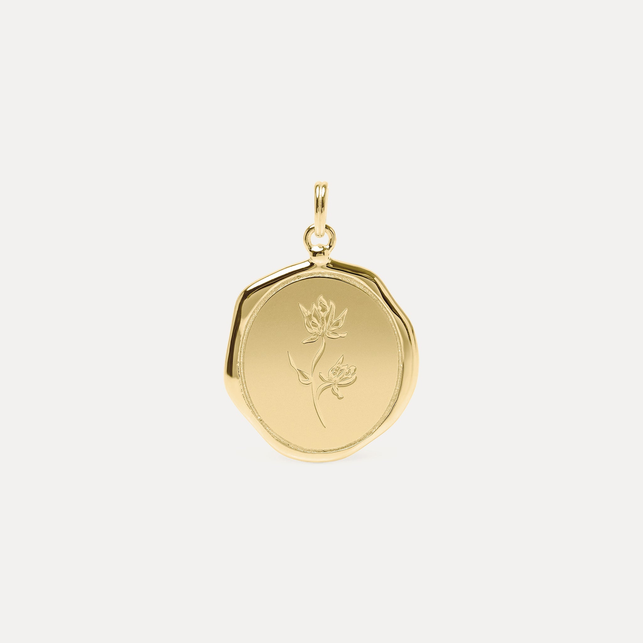 Stilnest Floral Large Seal Anhänger 585 Gold gravierbar