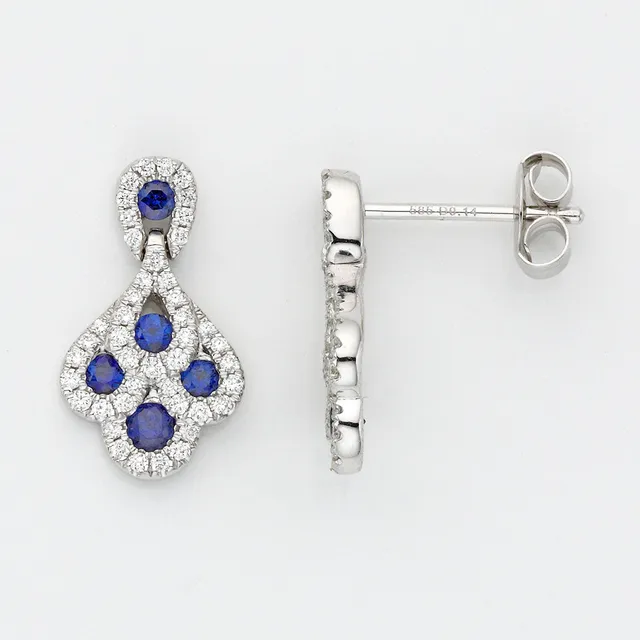 Eugen Rühle Ohrschmuck Ohrstecker 0,28ct Brillant Saphir 590 WG