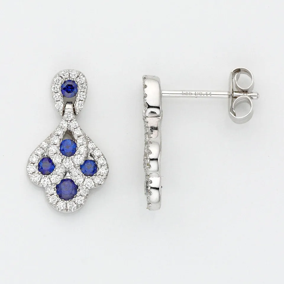Eugen Rühle Ohrschmuck Ohrstecker 0,28ct Brillant Saphir 590 WG