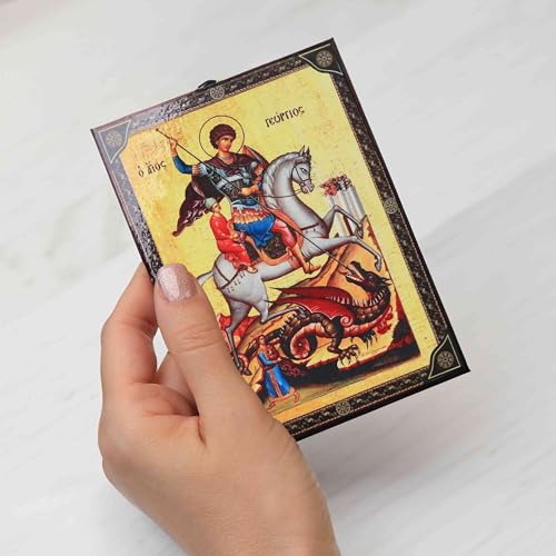 NKlaus Religious Icons Hl. Georg Ikone Holz 9,7x13,5cm