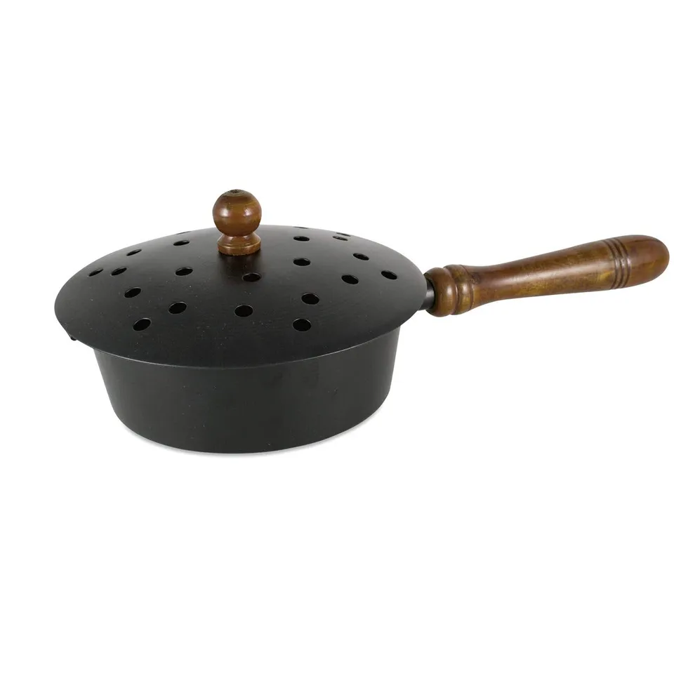 NKlaus Home Scents Räucherpfanne Metall schwarz Holzgriff 15cm