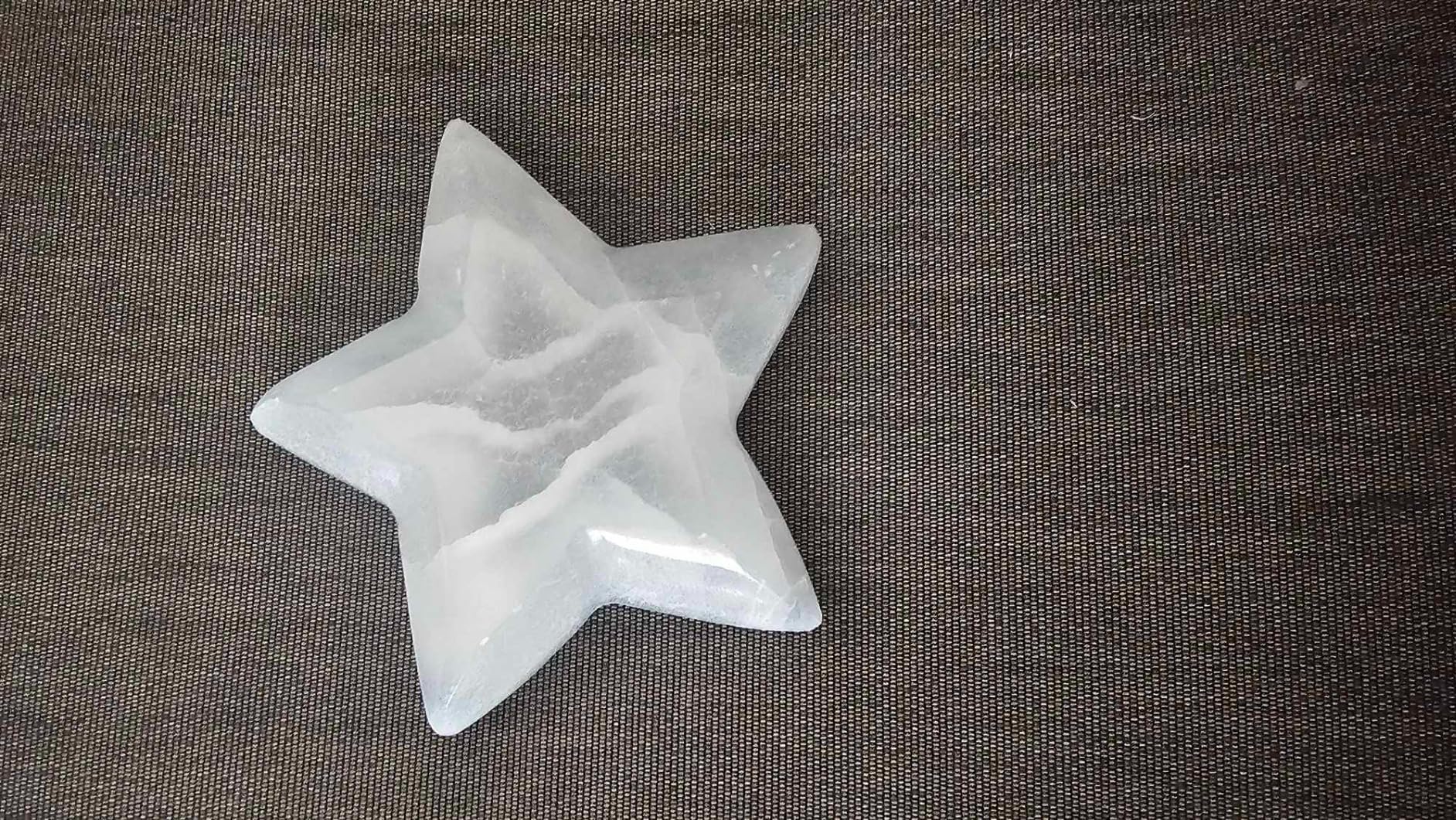 NKlaus Healing Crystals Selenit Sternschale 9 cm Handarbeit