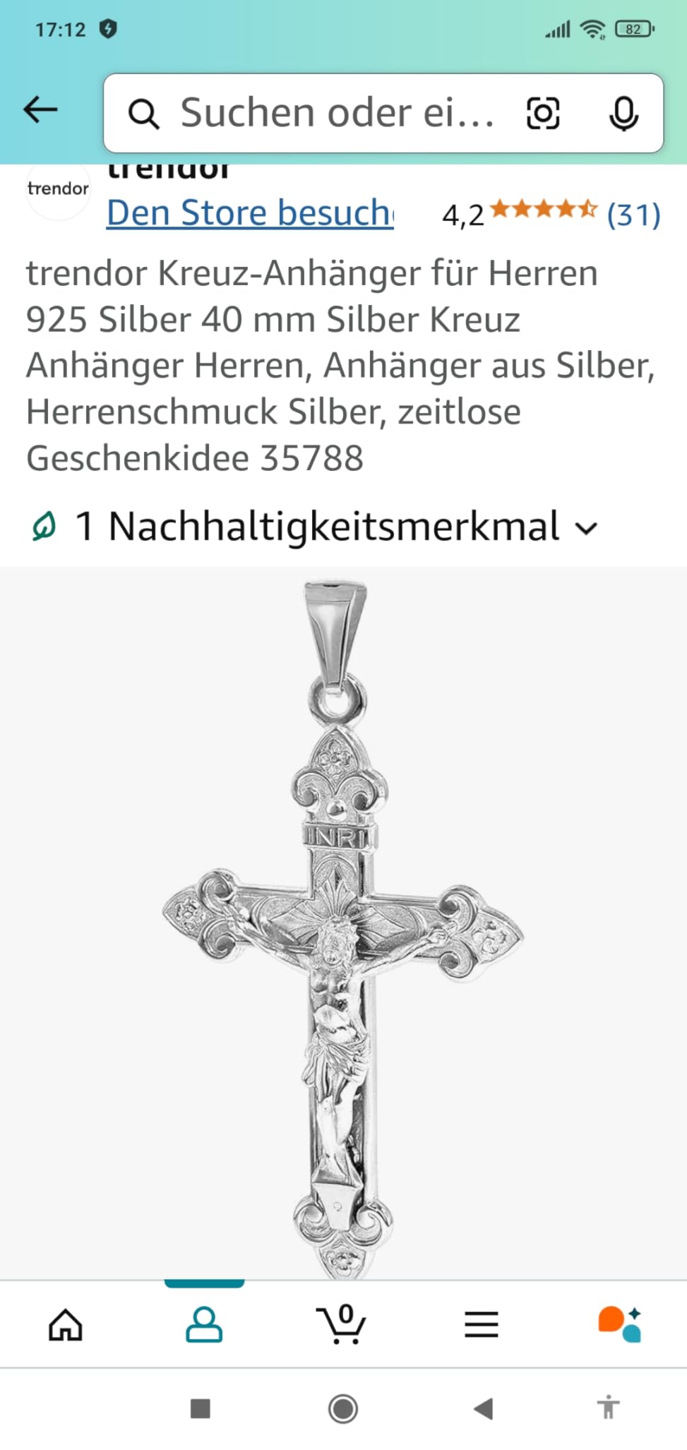trendor Kreuz-Anhänger 925 Silber 40mm 35788