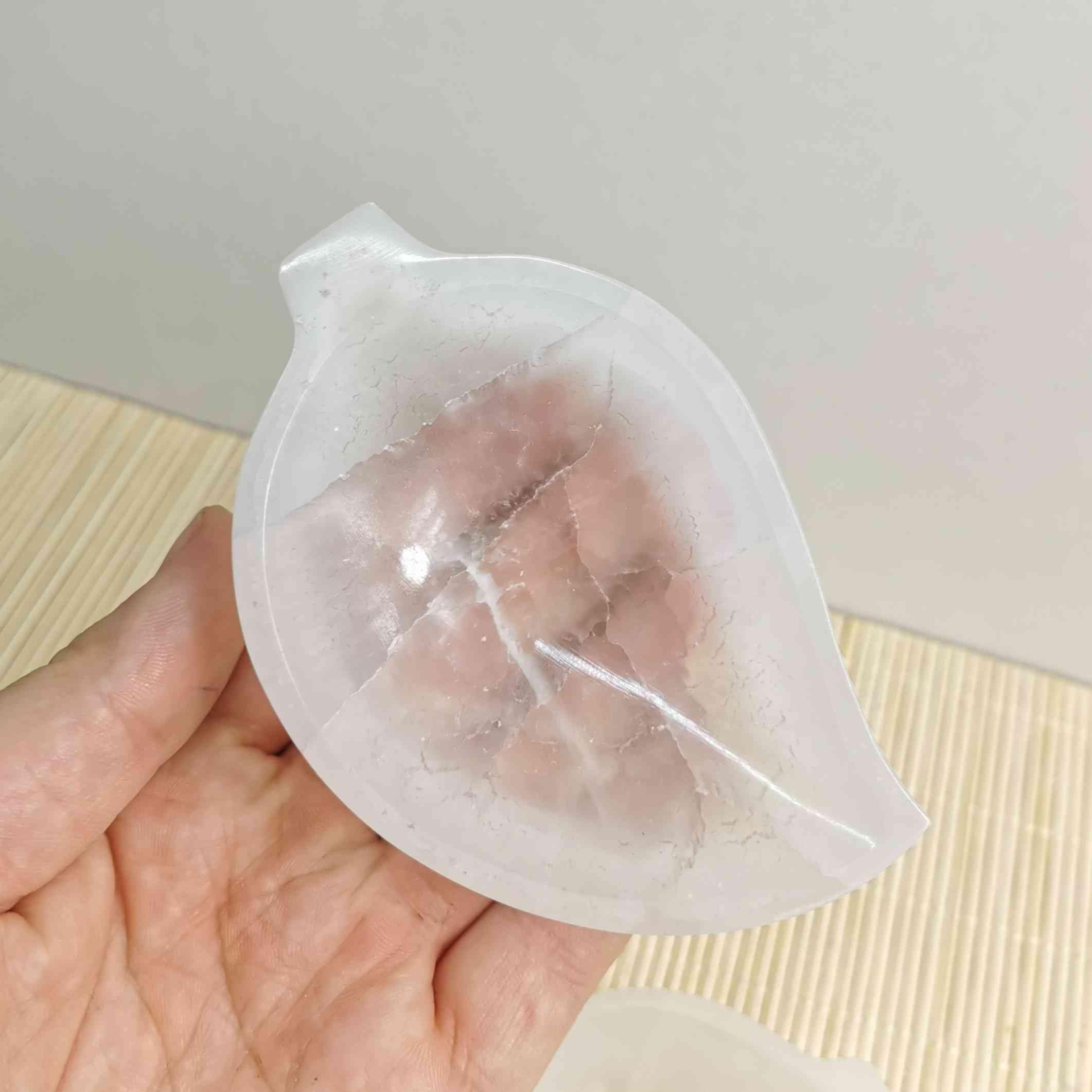 NKlaus Healing Crystals Selenit-Schale Blattform 10x7 cm