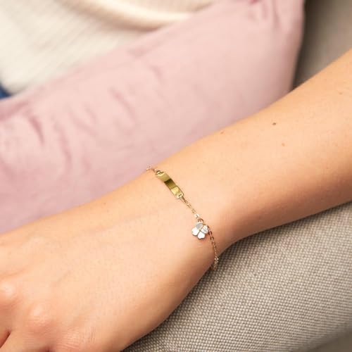 JEWLIX ID-Armbänder ID Armband Gold Kleeblatt Perlmutt 19 cm