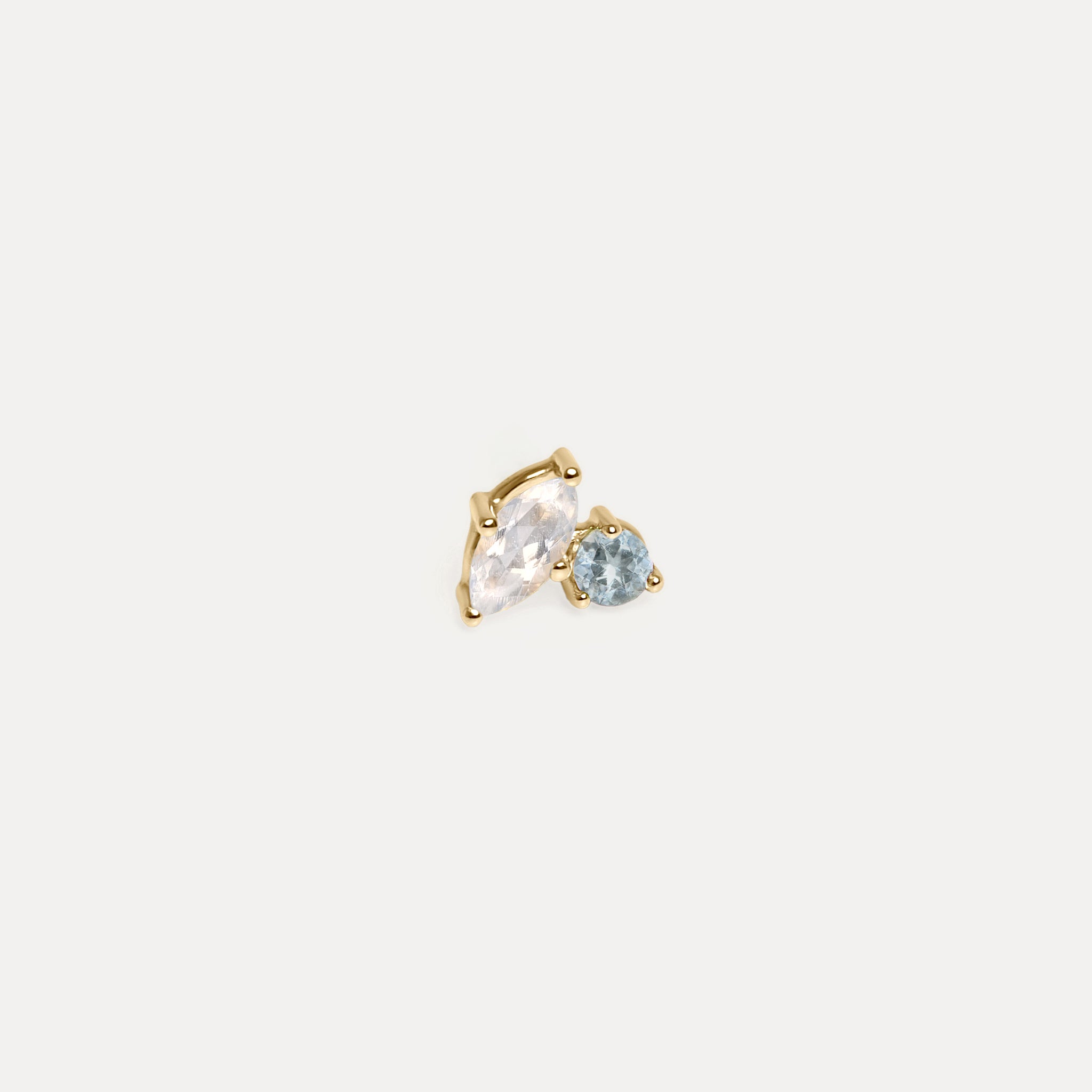 Stilnest Joy Ohrstecker Mondstein Aquamarin 585 Gold Single