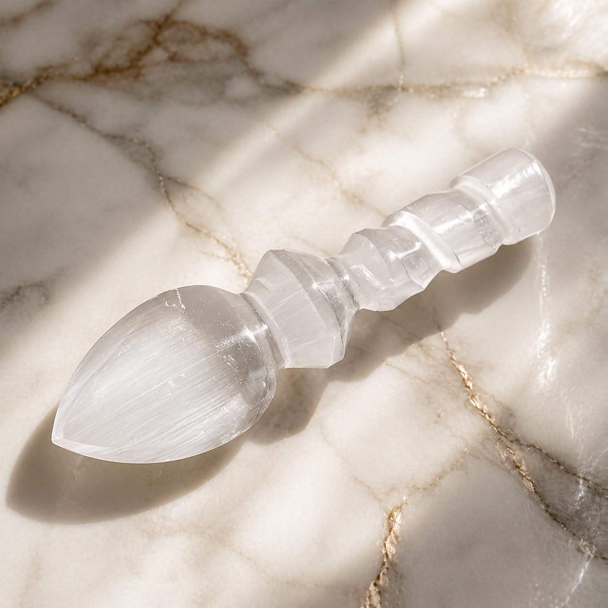 NKlaus HEALING CRYSTALS Selenit-Ritualmesser 16 cm Heilstein