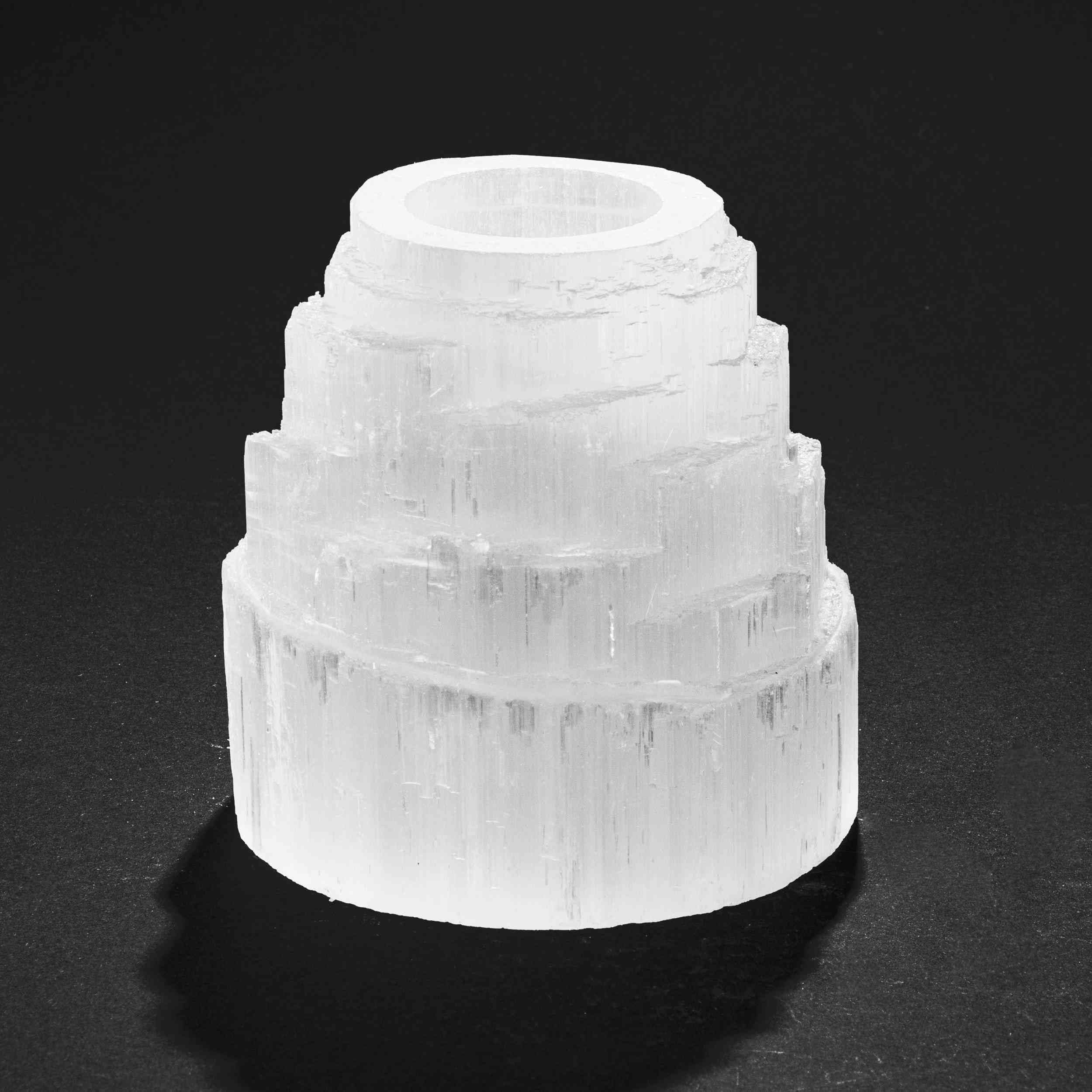 NKlaus Healing Crystals Selenit Turm Teelichthalter 10 cm