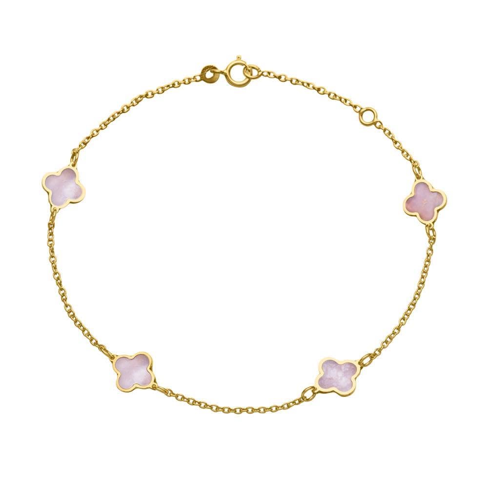 JEWLIX ID-Armbänder Damenarmband 585er Gold Blüten Perlmutt