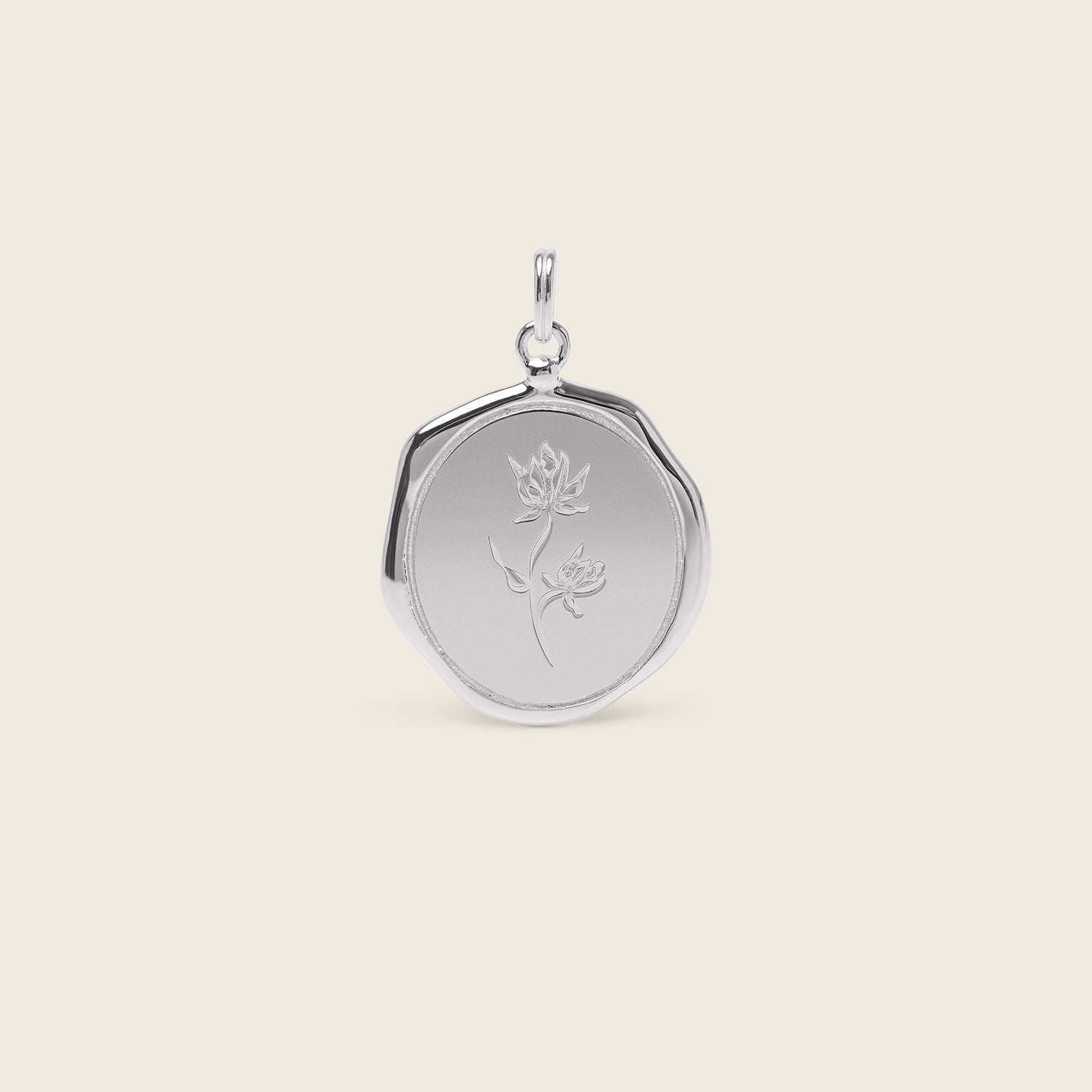 Stilnest Floral Large Seal Anhänger 925 Silber 25mm Blume