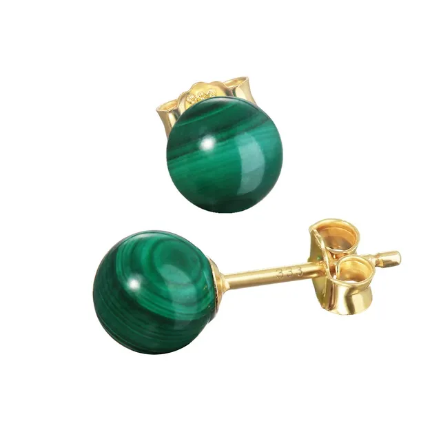 NKlaus JEWELLERY Ohrstecker 333 Gelbgold 6 mm Malachit