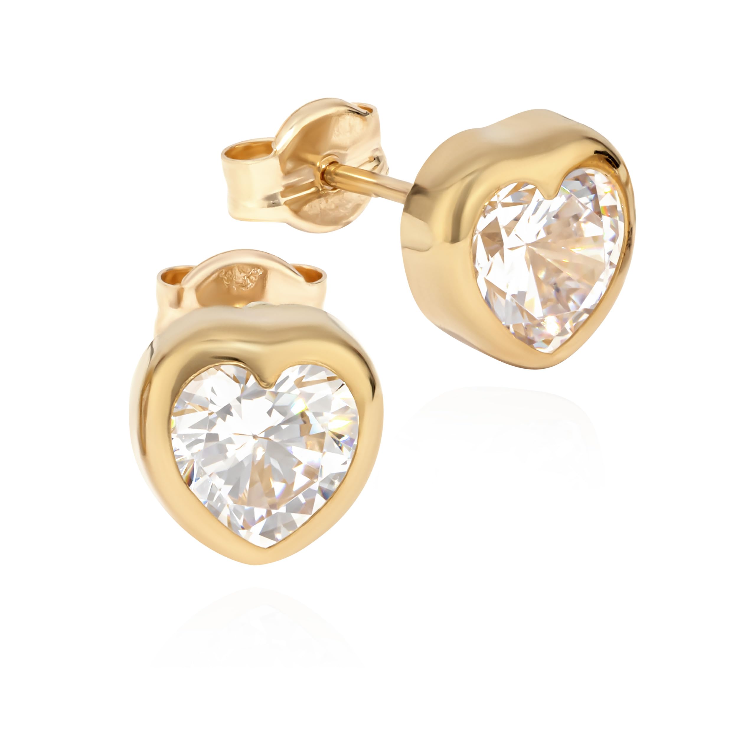 NKlaus Herz Ohrstecker 333 Gelbgold Zirkon weiß Damen