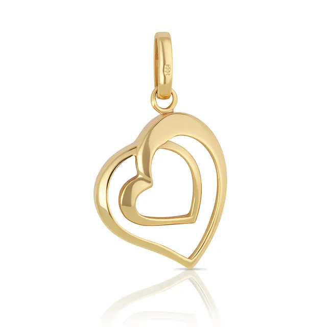 NKlaus Doppelherz Kettenanhänger 333 Gelbgold 15x13mm