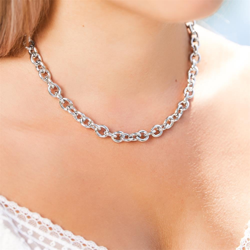JEWLIX Ketten mit Anhänger Gliederkette Damen Edelstahl