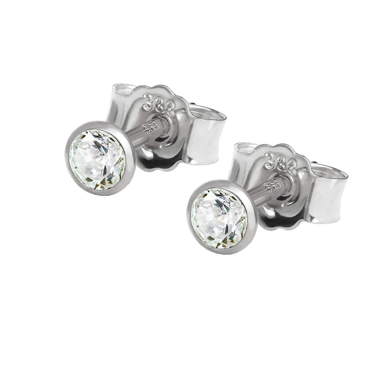 NKlaus Jewellery 333 Weißgold Ohrstecker 4,0mm Zirkonia Paar